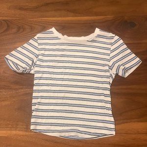 Garage Cropped Ribbed Striped Shirt, Size S